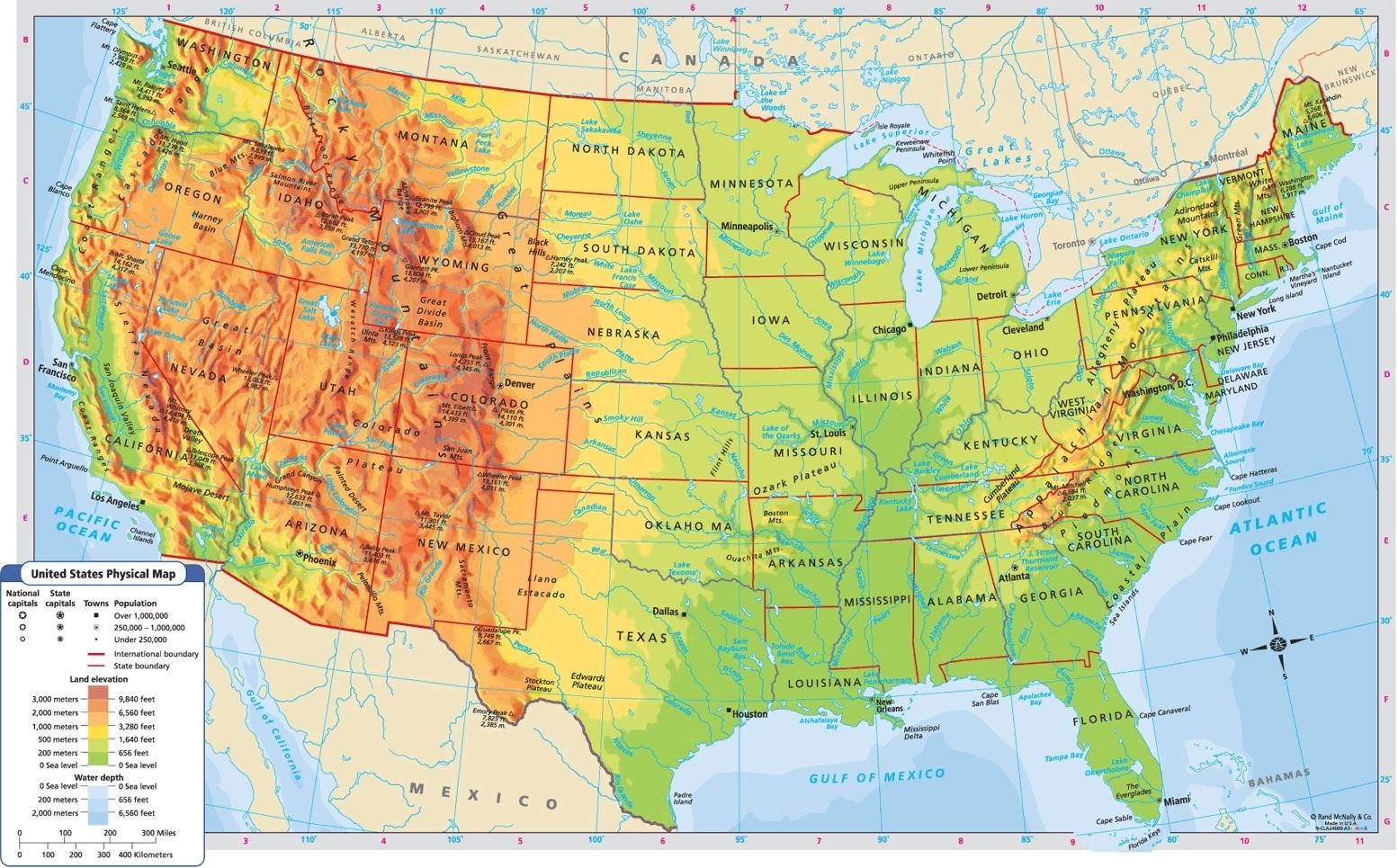 Etats Unis Montagne De La Carte Montagne Carte Des Etats Unis Amerique Du Nord Amerique