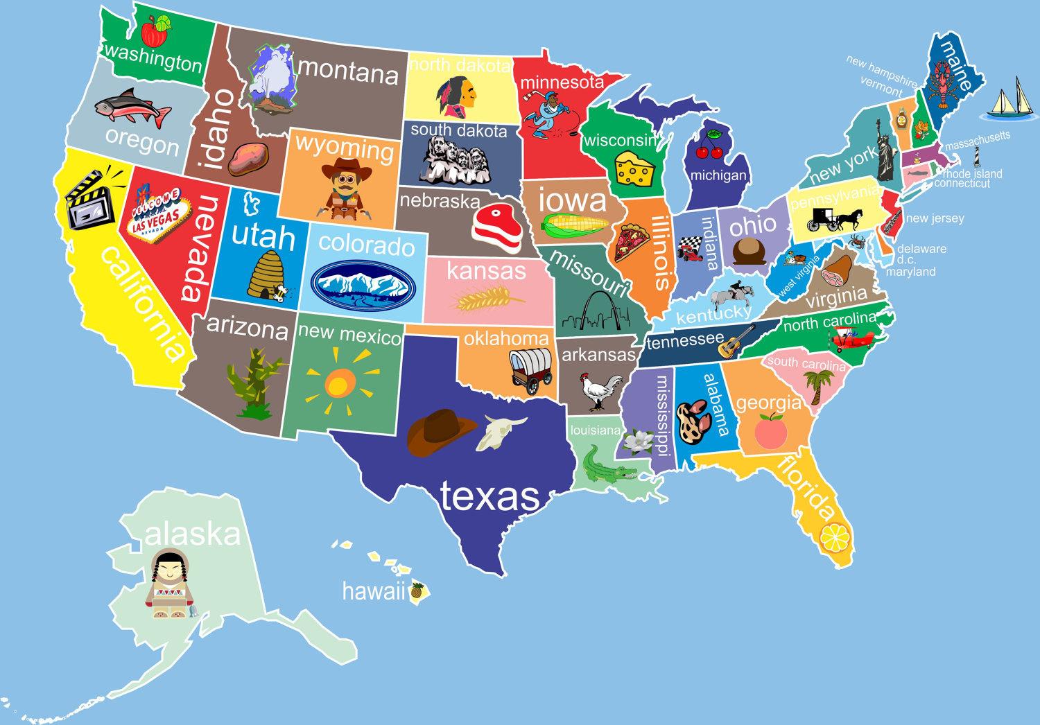 Carte Des États-Unis Laminée NUOBESTY | Grand Format Géographie Mural Pour Salle De Classe Ou Décoration Maison