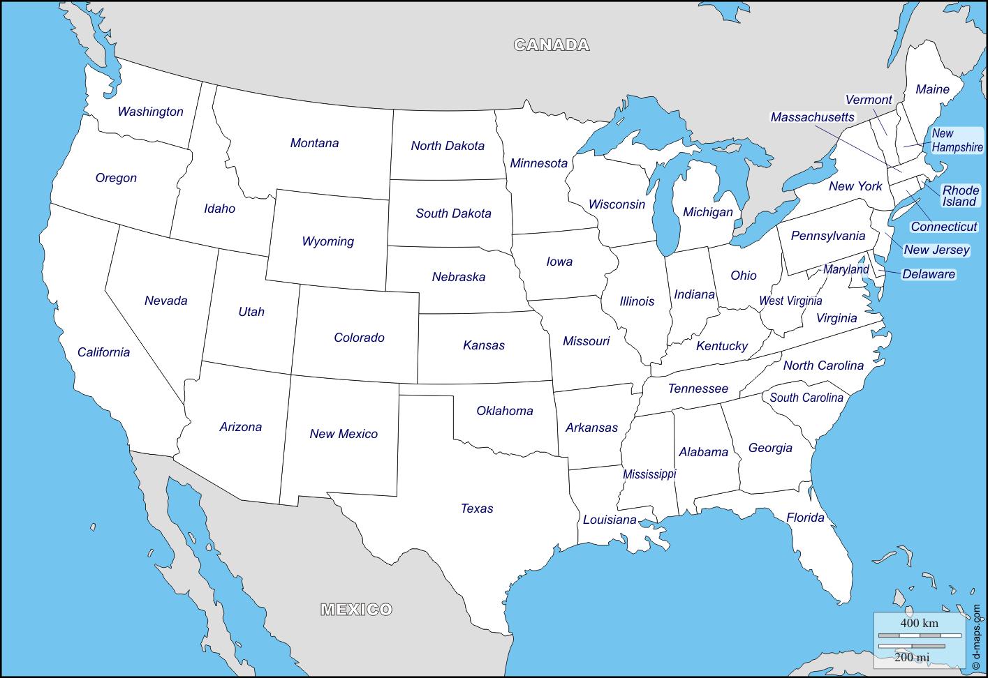 Carte Des Etats Unis Avec Les Noms Des Etats Carte Des Etats Unis Avec Des Noms D Etats Amerique Du Nord Amerique