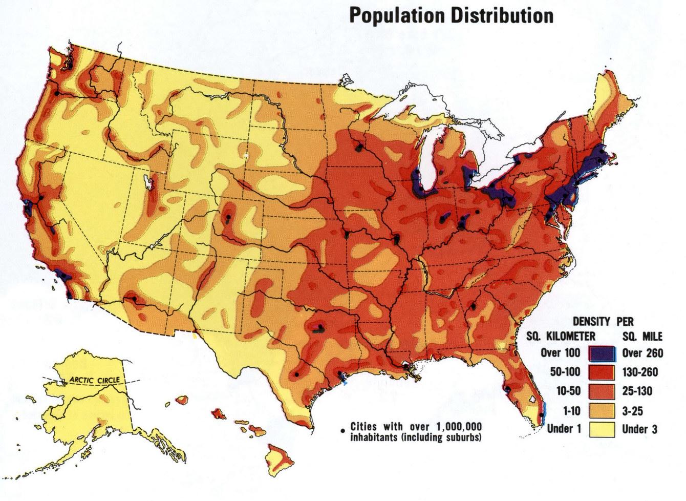 La densité de la Population de la carte des étatsunis la densité de