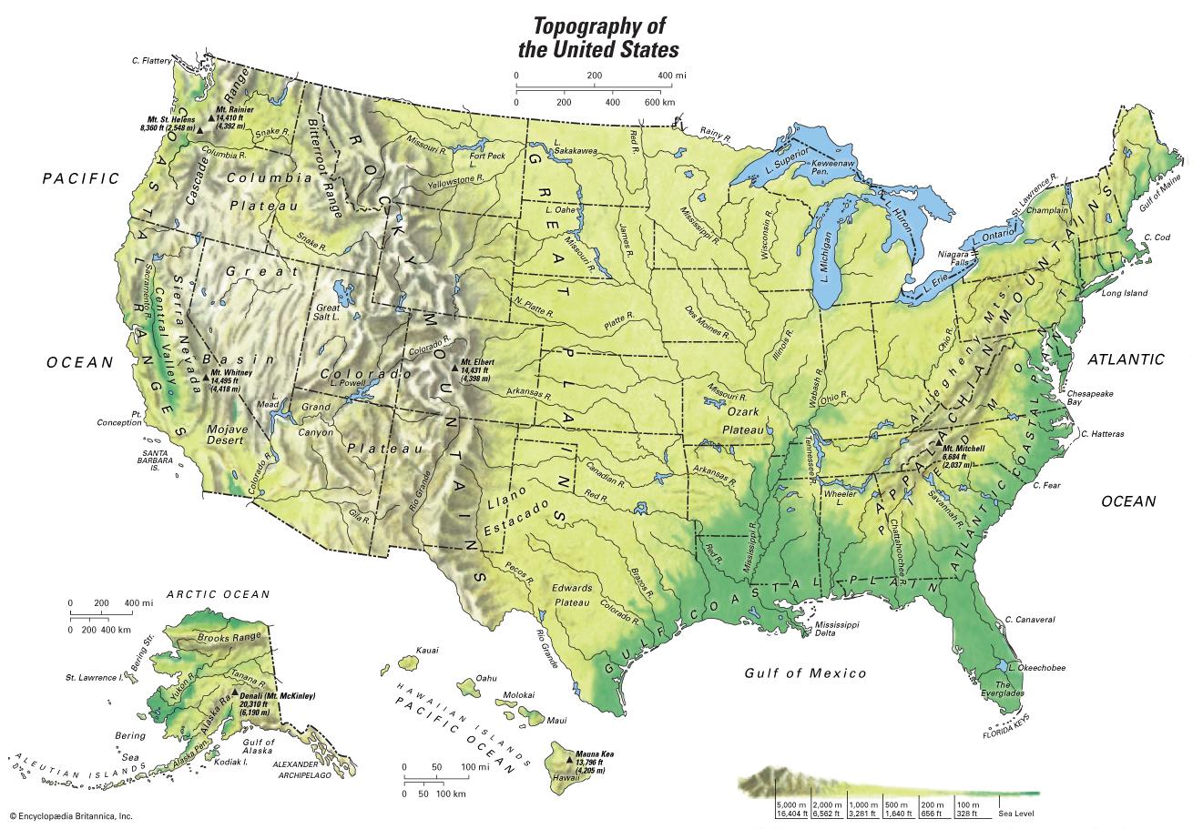 États Unis Topographique Carte Topographique Carte Des états Unis Amérique Du Nord Amérique
