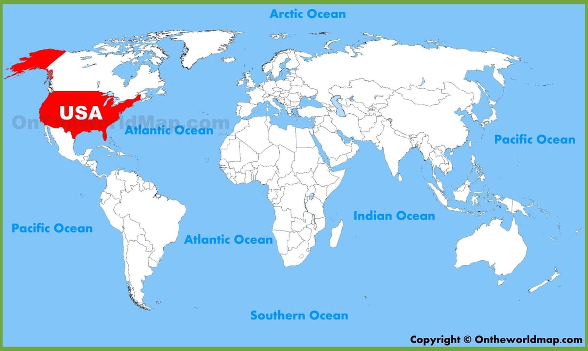 États-unis dans la carte du monde