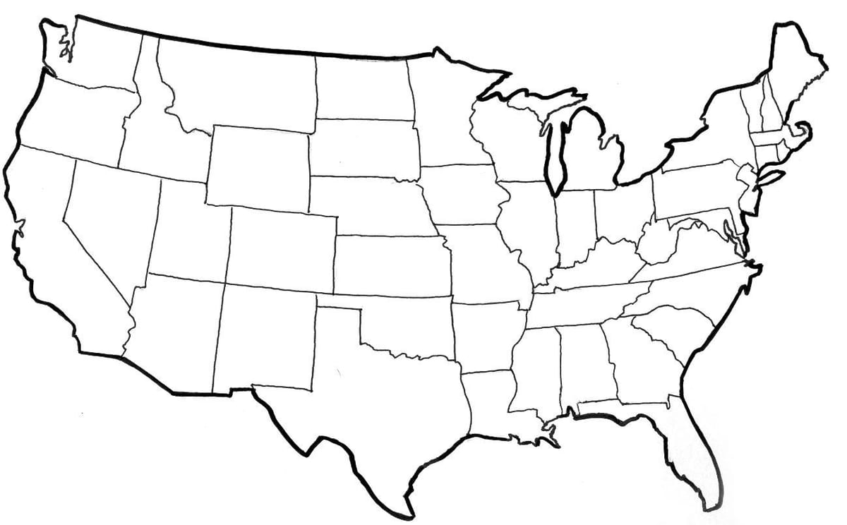États-unis carte de vecteur