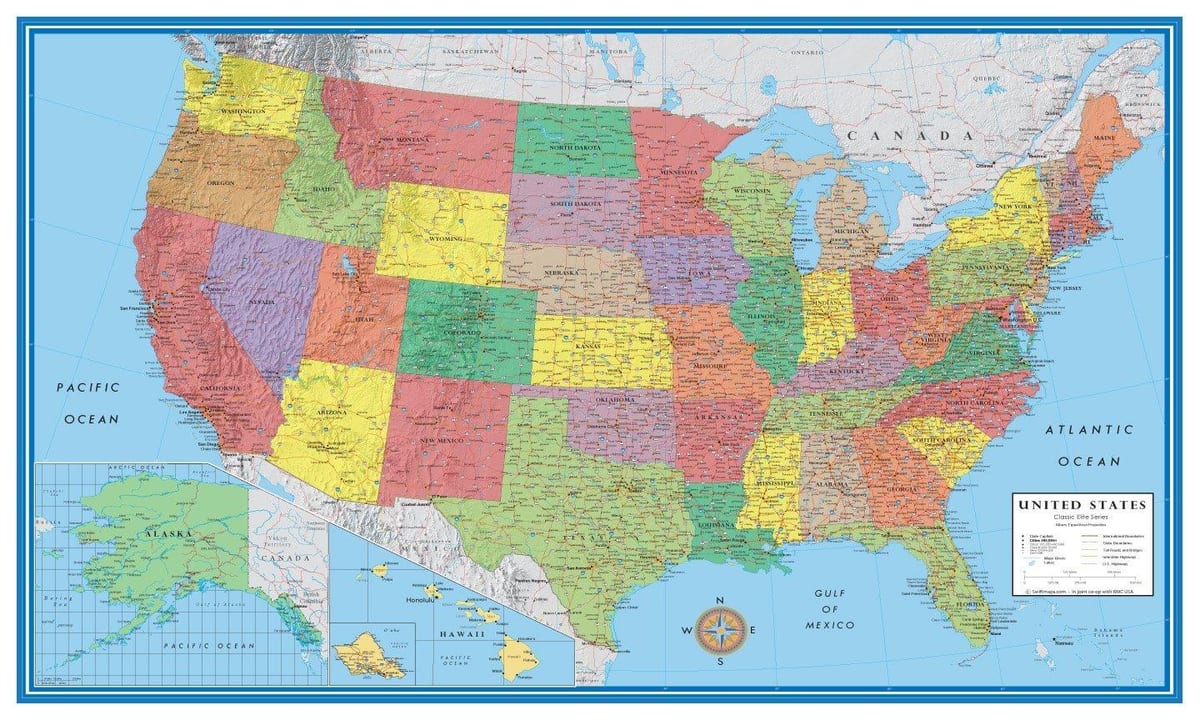 la carte des états-unis