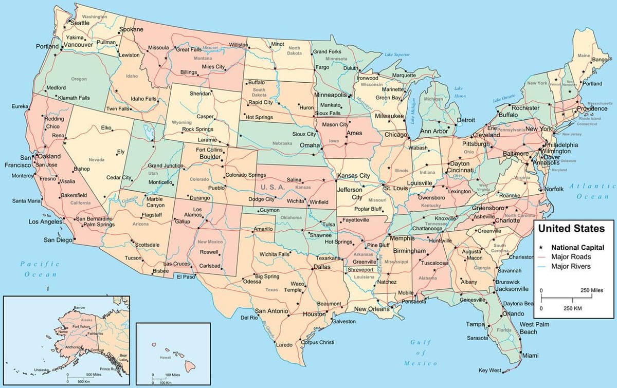 carte des Etats-unis