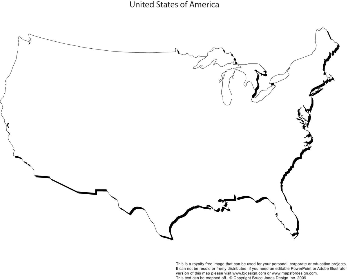 Etats-unis carte de contour