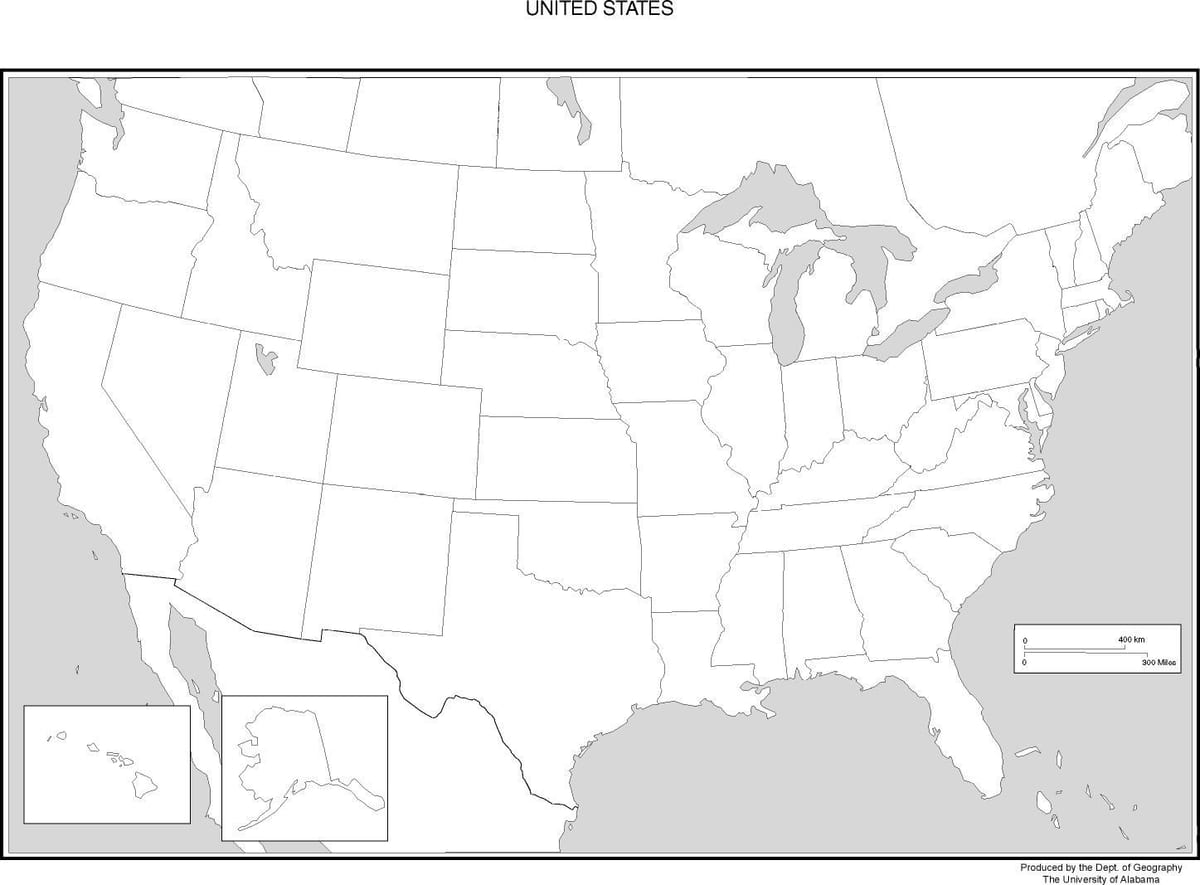 noir et blanc carte des états-unis