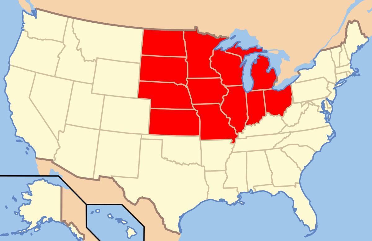 midwest carte des états-unis