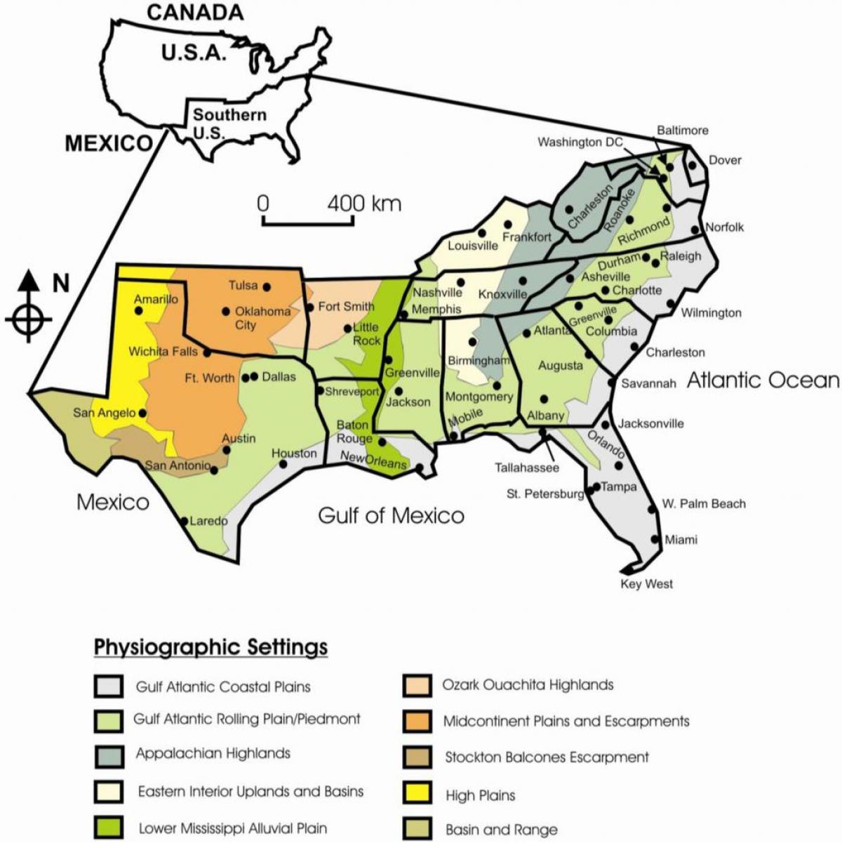 carte vierge du sud est des États Unis