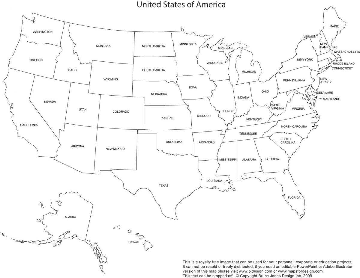 imprimable carte États-unis