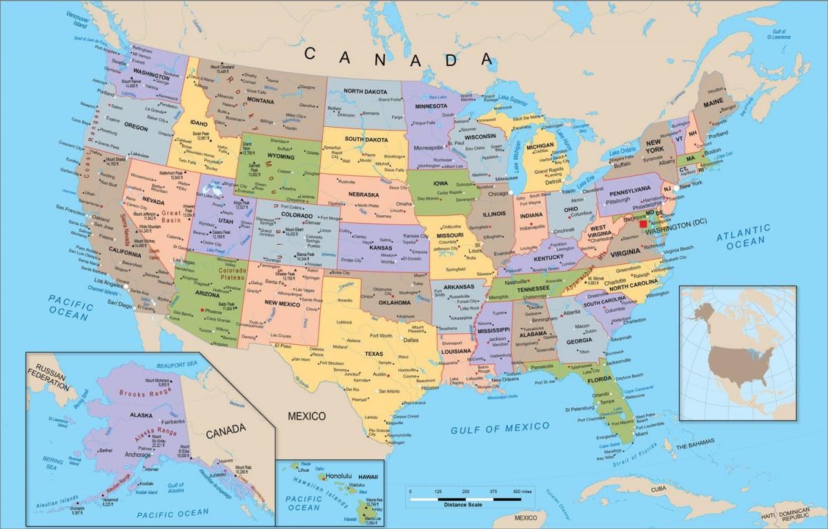 carte politique états-unis