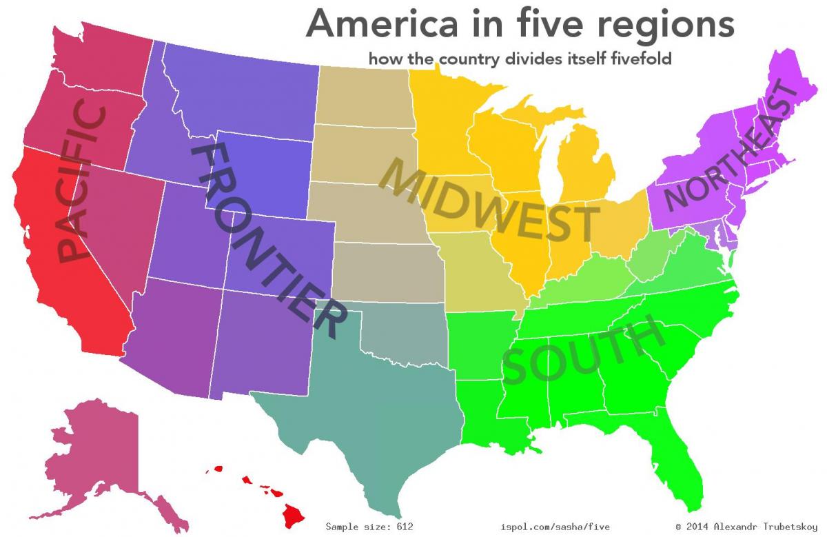 Carte des états-unis régions