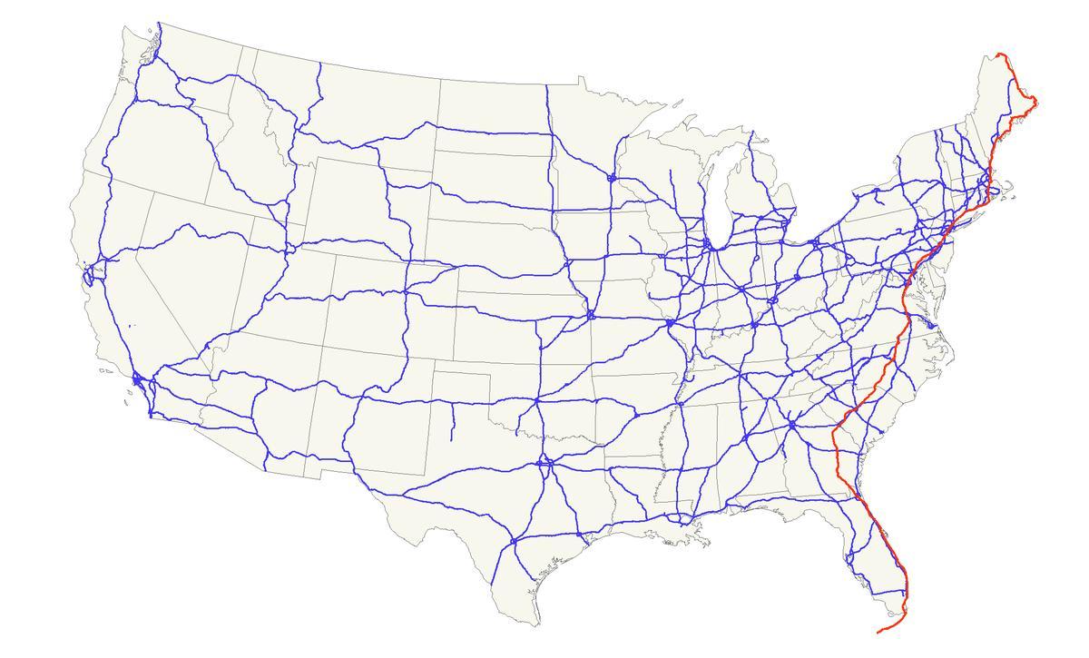 carte de la route US 1