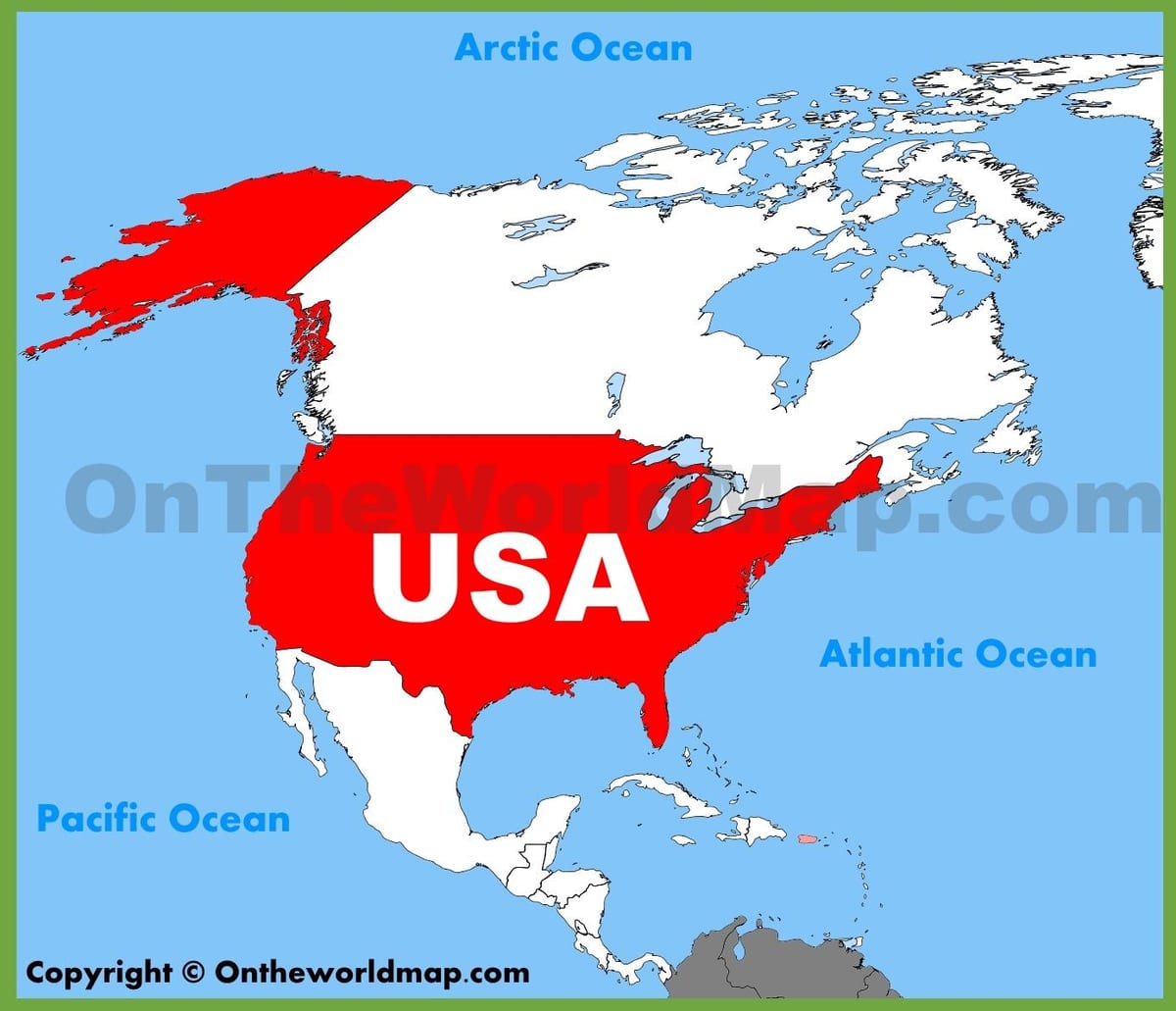 au nord de la carte des états-unis