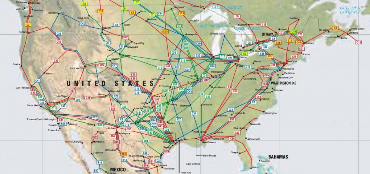 carte des états-unis pipeline