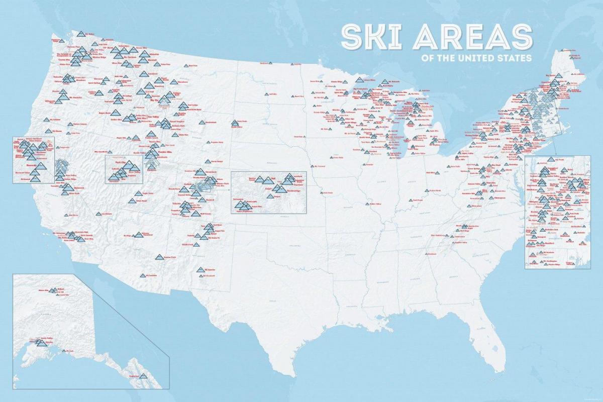 États-unis les stations de ski de la carte