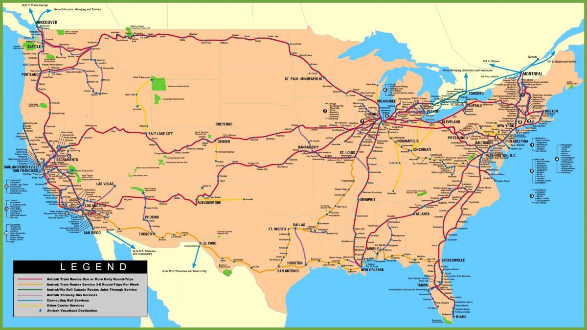 train carte des états-unis
