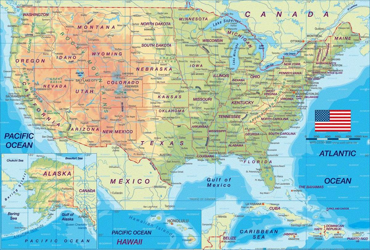 carte geographique USA