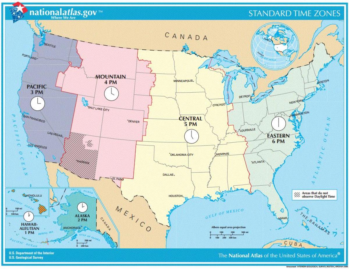 États-unis de la carte des zones