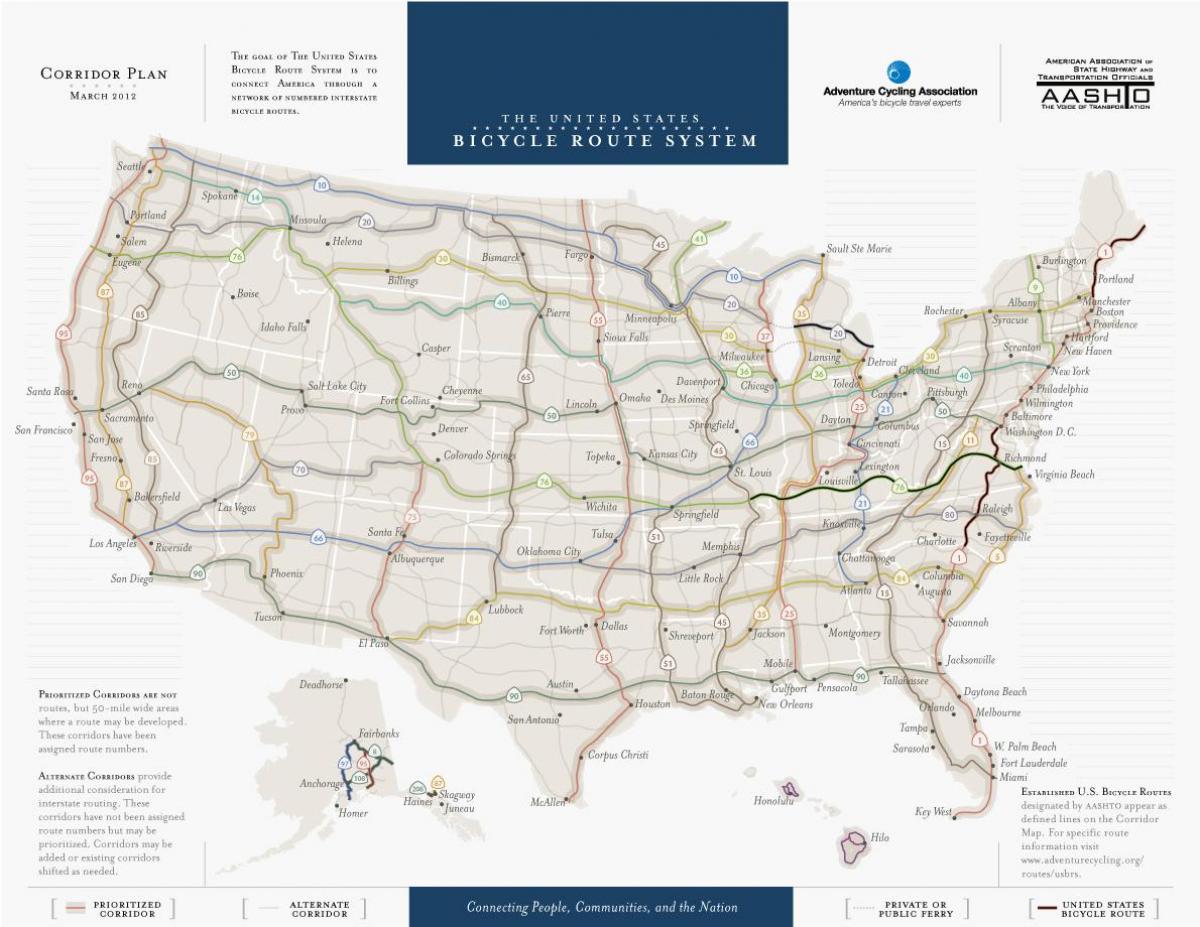 États-unis carte des pistes cyclables