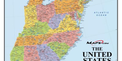 Carte de la côte est des etats unis