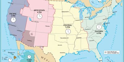 États-unis de la carte des zones