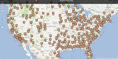 Carte des aéroports des états-unis