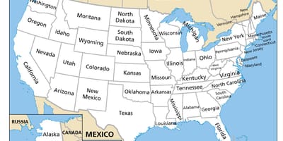 Carte des États-unis avec des noms d'État