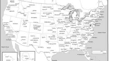 Carte des états-unis avec les principales villes