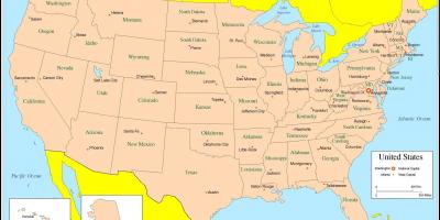 Carte des états-unis États étiquetés