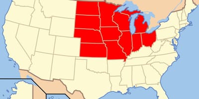 Midwest carte des états-unis