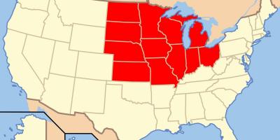 Midwest carte des états-unis