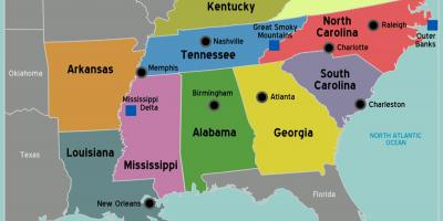 Carte du sud des états-unis