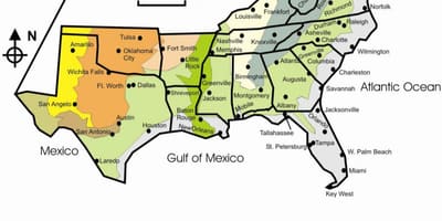 Sud-est NOUS, la carte avec les villes