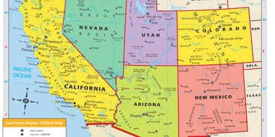 Carte du sud-ouest USA