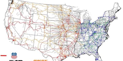 Carte des chemins de fer de états-unis