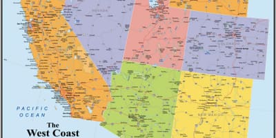 USA côte ouest de la carte
