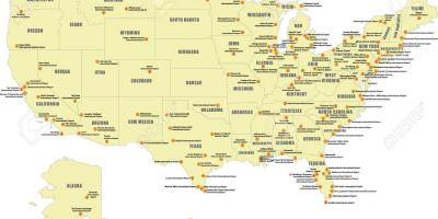 Carte des principaux aéroports des états-unis