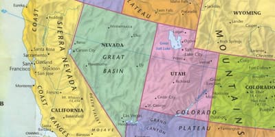 Carte de l'ouest des états-unis